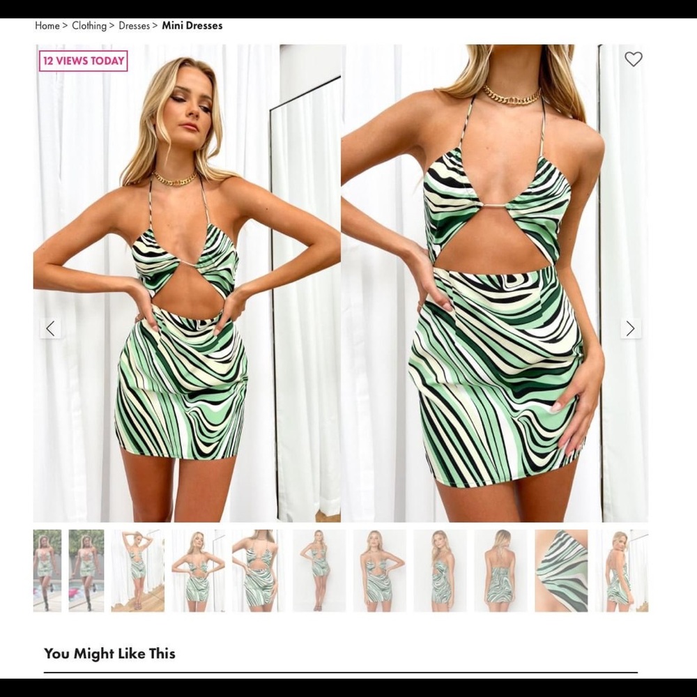 Beginning Boutique Mini Dress Green